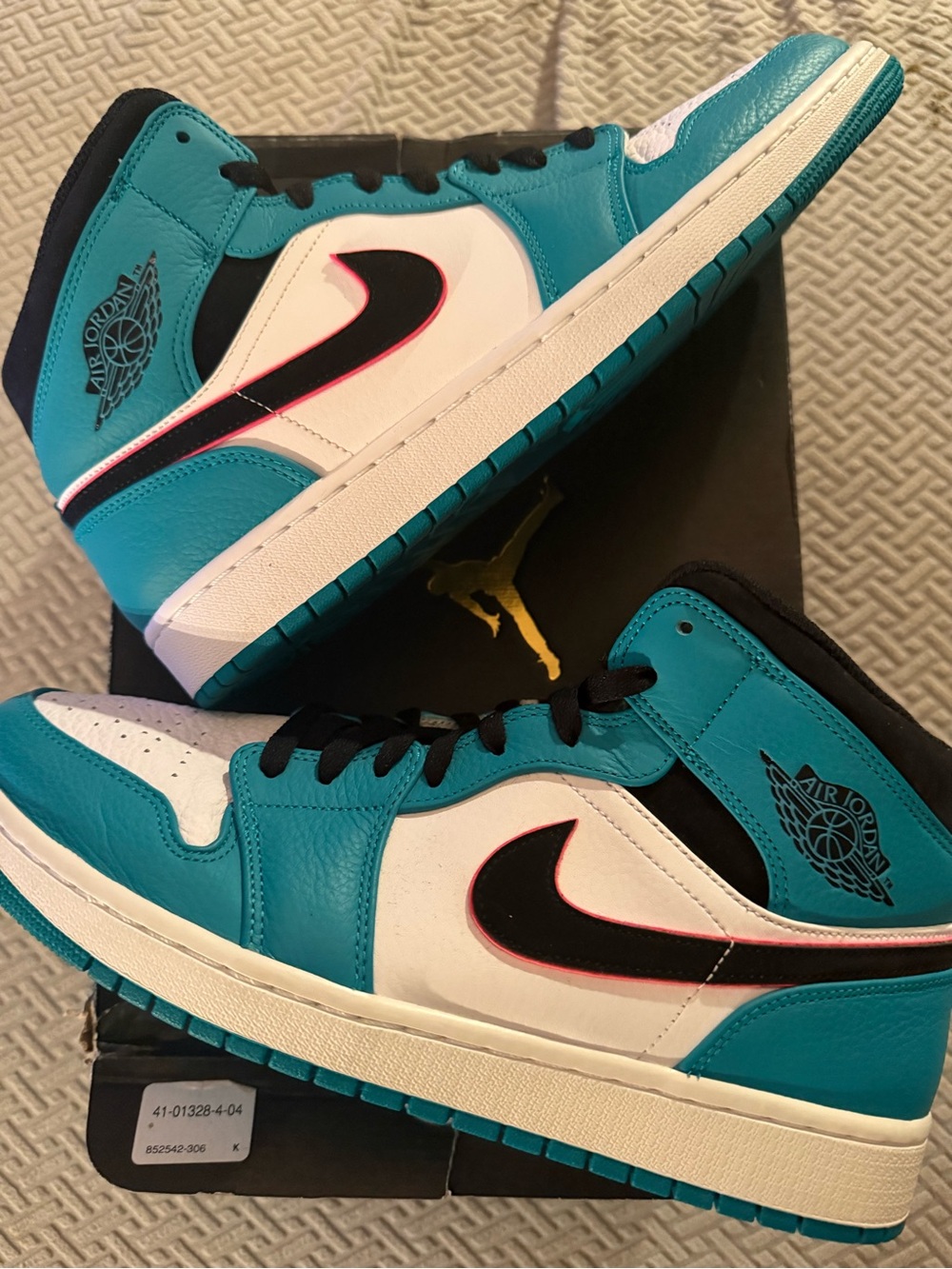 Jordan 1 Mid South Beach - Teal Black White with Pink Accent